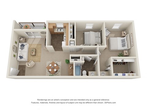 Floor plan for 2 beds, 1 bath, 1028 sqft